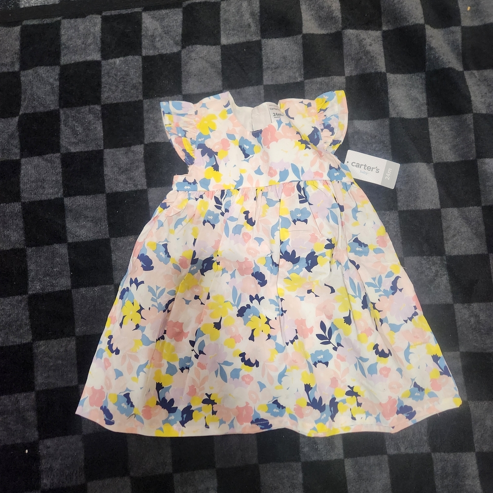 Carter's Pink and Blue Floral Baby Dress